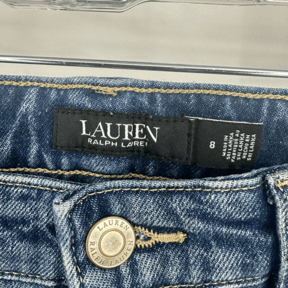 Ralph Lauren Women's 8 Bleach Splattered Ankle Straight  Jeans Blue Preppy Artsy - Picture 5 of 13